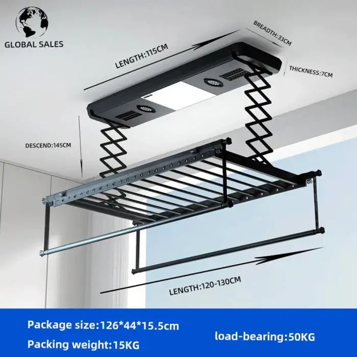 Electric Clothes Rack Balcony Telescopic Clothes Rack Drying Sterilization Voice Remote Control Intelligent Clothes Rack