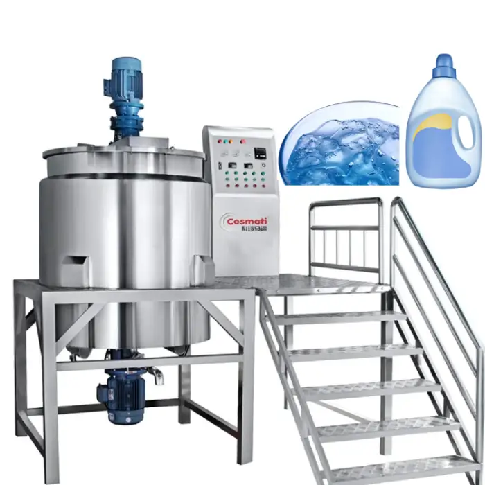 1T Stainless Steel 316L Heating Industrial Mixer with Agitator for Shampoo Body Soap Detergent