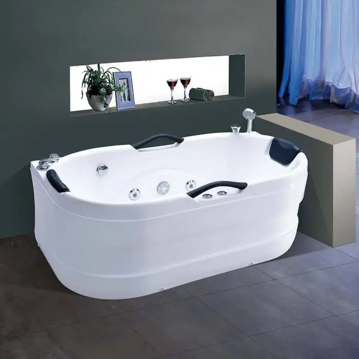 BALISI Made in China Quality White with Handle Oval Shape Two Person 180cm Bathroom Indoor Acrylic Massage Whirbath Tub Bathtub