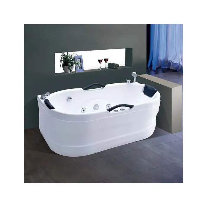 BALISI Made in China Quality White with Handle Oval Shape Two Person 180cm Bathroom Indoor Acrylic Massage Whirbath Tub Bathtub