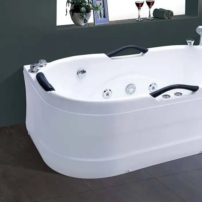 BALISI Made in China Quality White with Handle Oval Shape Two Person 180cm Bathroom Indoor Acrylic Massage Whirbath Tub Bathtub