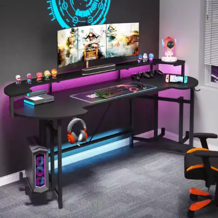 Computer Desk Computer PC Workstation Gaming Desk Table With LED Strips