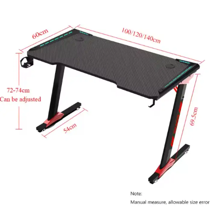 Non-toxic Safe LED Gaming Table PC Computer Gaming Desk Laptop Table 120cm