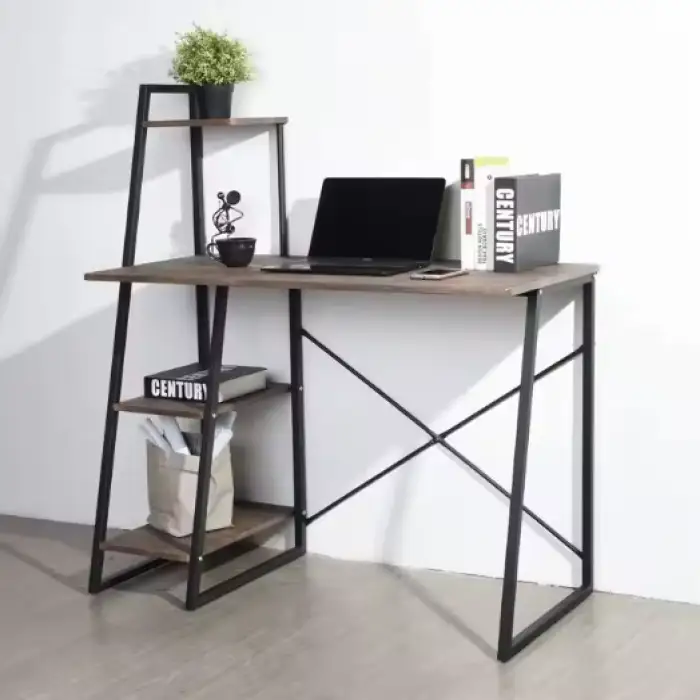 Computer Writing Desk with 3-Tier Shelf Modern Simple Study Desk Small Home Office PC Gaming Desk Laptop Notebook Table