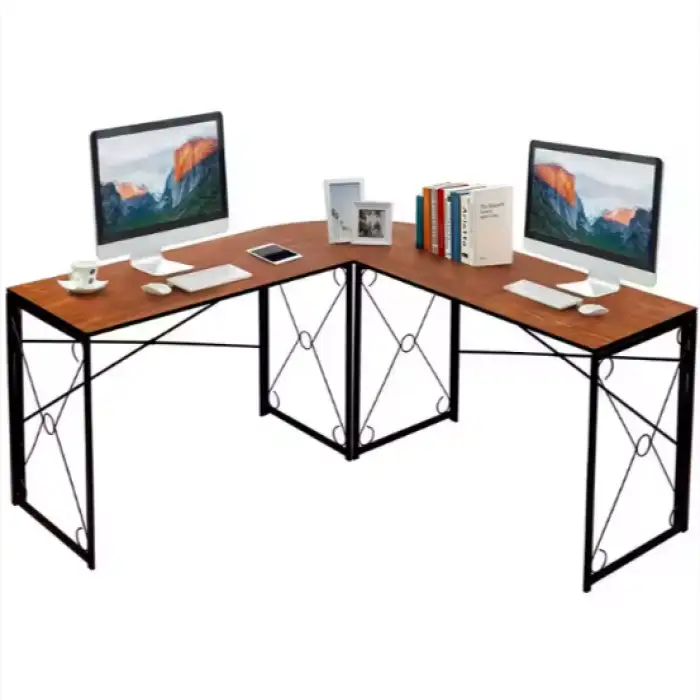 New Design 3 Leg L-Shape Corner Computer Desk Home Office PC Laptop Table Multipurpose Gaming Workstation with Steel Frame