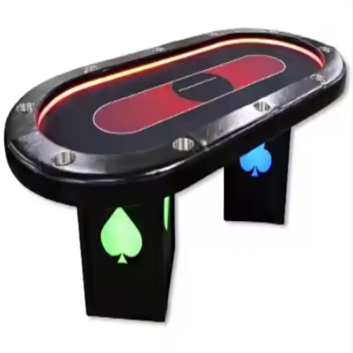 YH Texas Poker Table Casino Games Custom Wooden Poker Gaming Table With Led Light