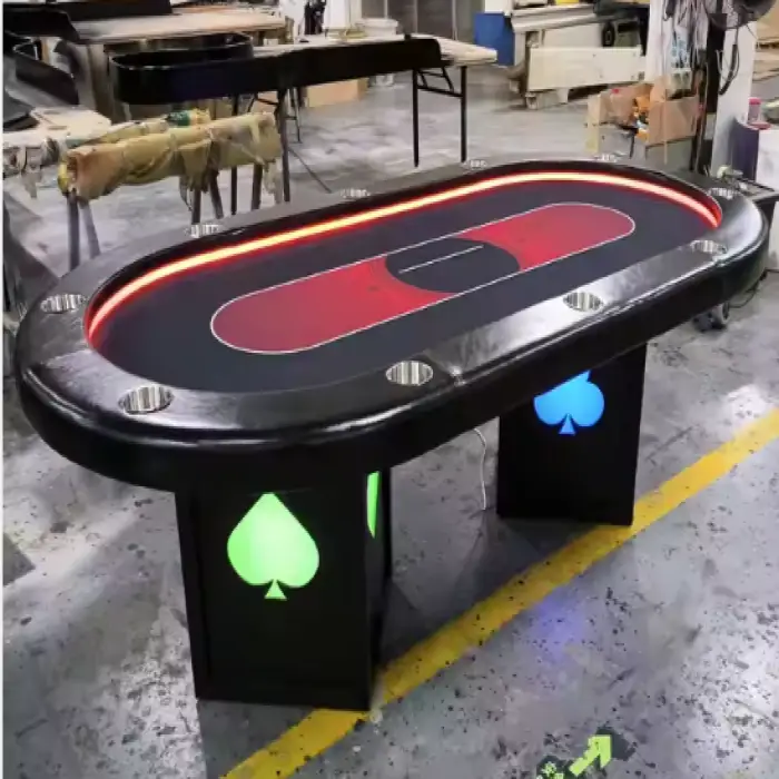 YH Texas Poker Table Casino Games Custom Wooden Poker Gaming Table With Led Light