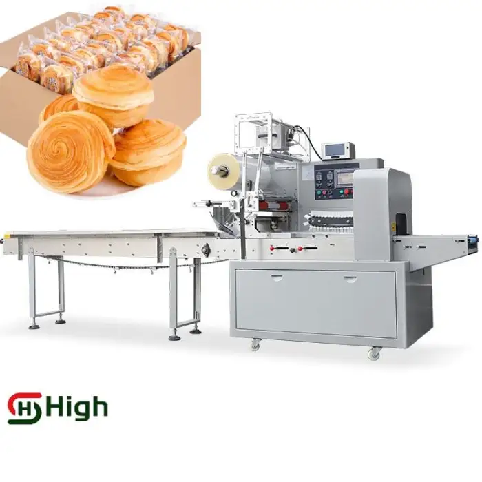 Automatic Nitrogen Filled Bread Packaging Machine Pastry Cake Bagging Case Packing Machine Toast Pillow Packaging Machine