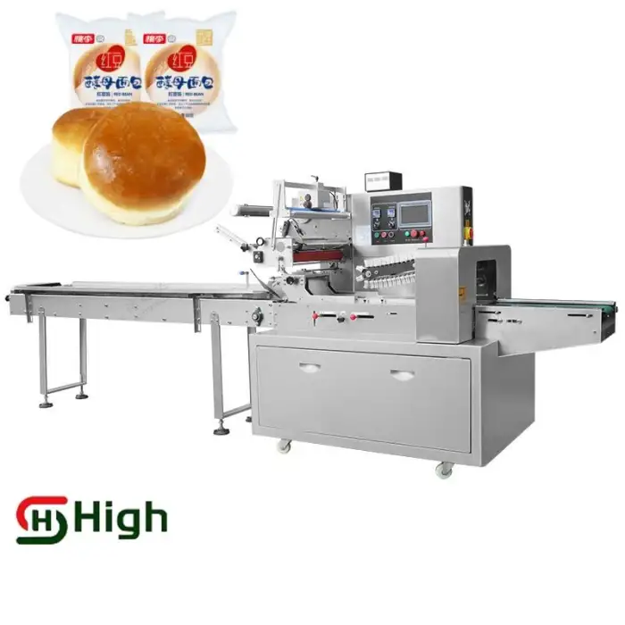 Automatic Nitrogen Filled Bread Packaging Machine Pastry Cake Bagging Case Packing Machine Toast Pillow Packaging Machine