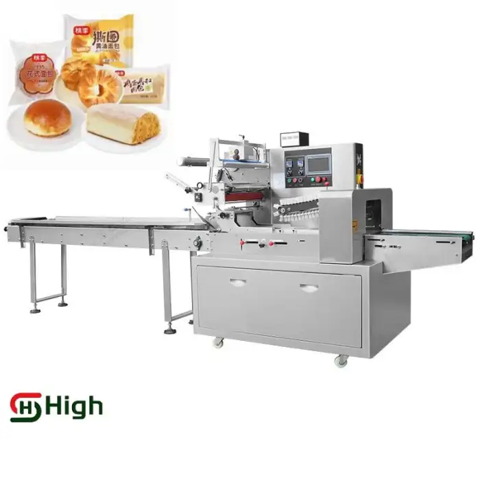 Automatic Nitrogen Filled Bread Packaging Machine Pastry Cake Bagging Case Packing Machine Toast Pillow Packaging Machine