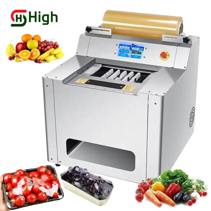 Factory Plastic Cling Film Wrapping Sealing Supermarket Food Fruit Vegetable Cling Film Stretch Film Food Tray Packaging Machine