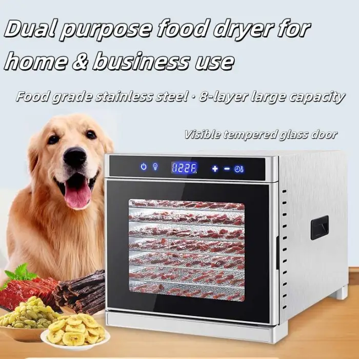 Stainless Steel New Style 8 Layers Intelligent Timed Fruit Dryer Vegetable Food Visualization Household DIY Healthy Pet Snack