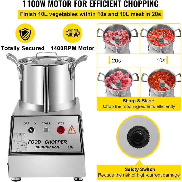 Mini Commercial Vegetable Chopper Onion Garlic Carrot Cabbage Automatic 250W Multifunctional Electric Chopper