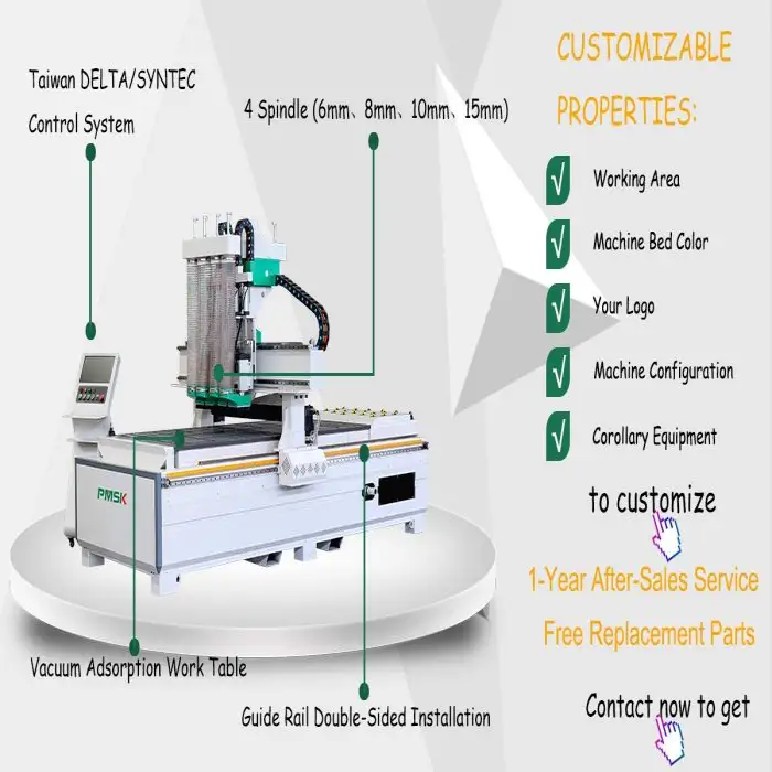 High Accuracy 1325 Cnc 3 Axis Wood Panel Drilling Cutting Machine