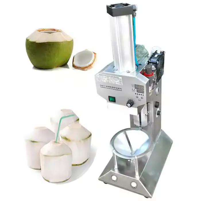 Diamond Shape Tender Young Coconut Husk Skin Peeling Trimming Cutting Machine With Bottom Chopper