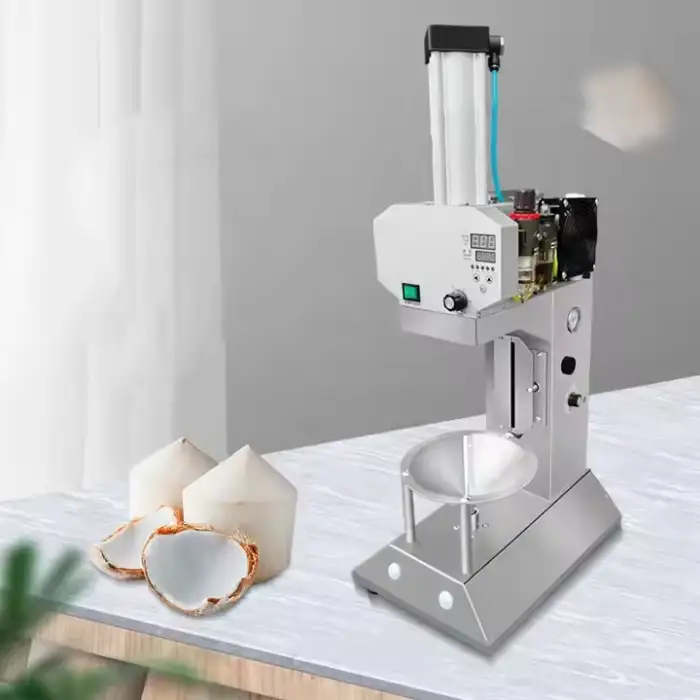 Diamond Shape Tender Young Coconut Husk Skin Peeling Trimming Cutting Machine With Bottom Chopper