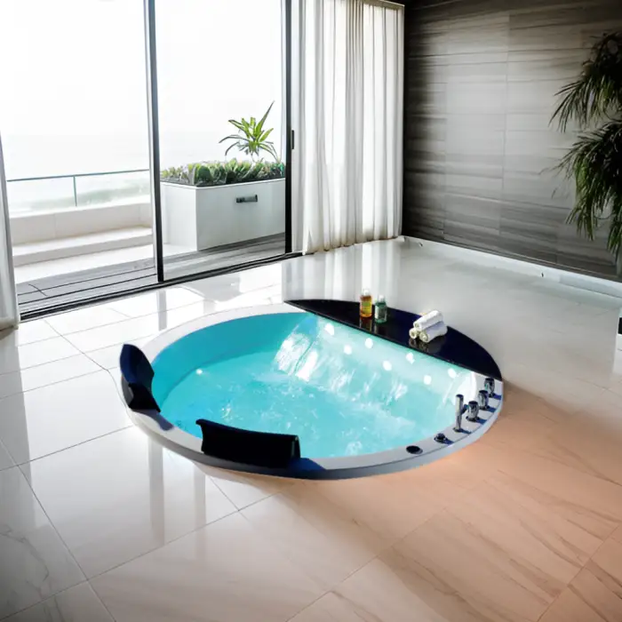 Underground Small Acrylic Bathtub Big Round White for Adults Freestanding Whirlpool with Massage Overflow for Hotels