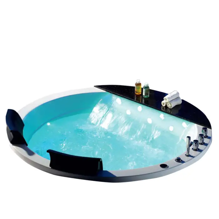 Underground Small Acrylic Bathtub Big Round White for Adults Freestanding Whirlpool with Massage Overflow for Hotels