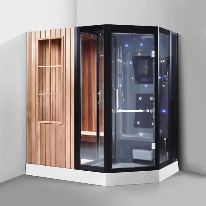 2-3 Person Dry Wet Steam Shower Room Outdoor Sauna Cabin Combos Steam Shower Full Spectrum Far Infrared Sauna Bath Wooden Room