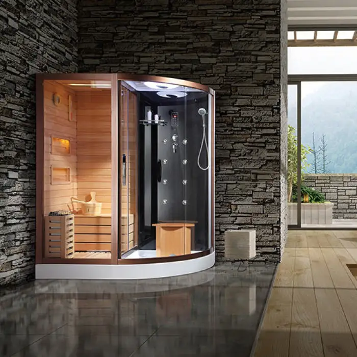 2-3 Person Dry Wet Steam Shower Room Outdoor Sauna Cabin Combos Steam Shower Full Spectrum Far Infrared Sauna Bath Wooden Room