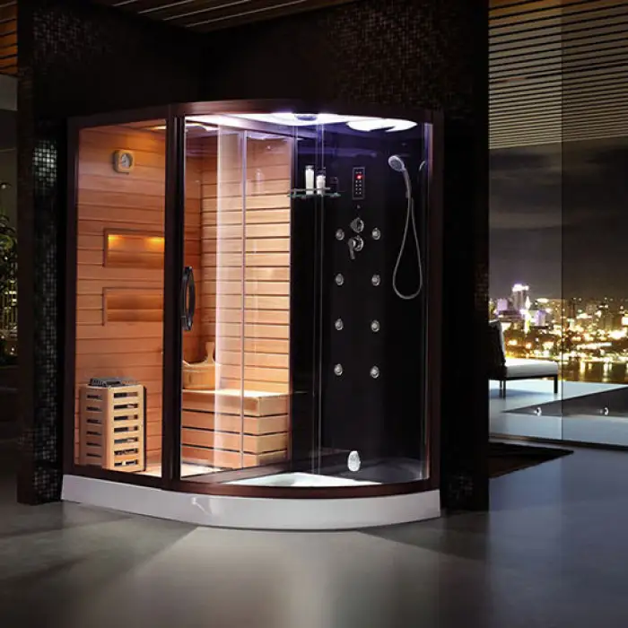 2-3 Person Dry Wet Steam Shower Room Outdoor Sauna Cabin Combos Steam Shower Full Spectrum Far Infrared Sauna Bath Wooden Room