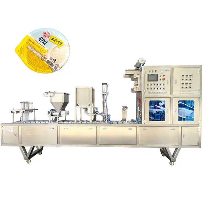 Tray Filling Sealing Machine Rice Bowl Filling Sealing Machine Vacuum Sealed Cooked Rice Machine