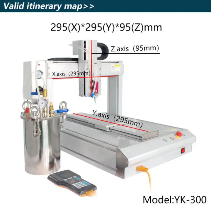 YK-300 3 Axis Glue Dispensing Machine T8 Glass Tube Glue Dispensing Machine Glue Dispensing Machine