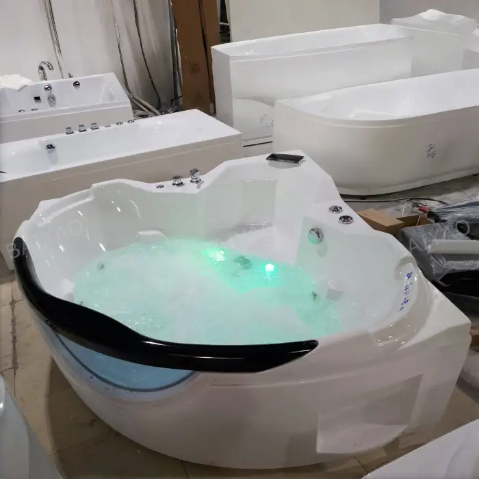 Corner Spa Jaccuzie Indoor 1.55X1.55M Whirlpools Bathtubs 2 Person Interior Masaje With Tempered Glass