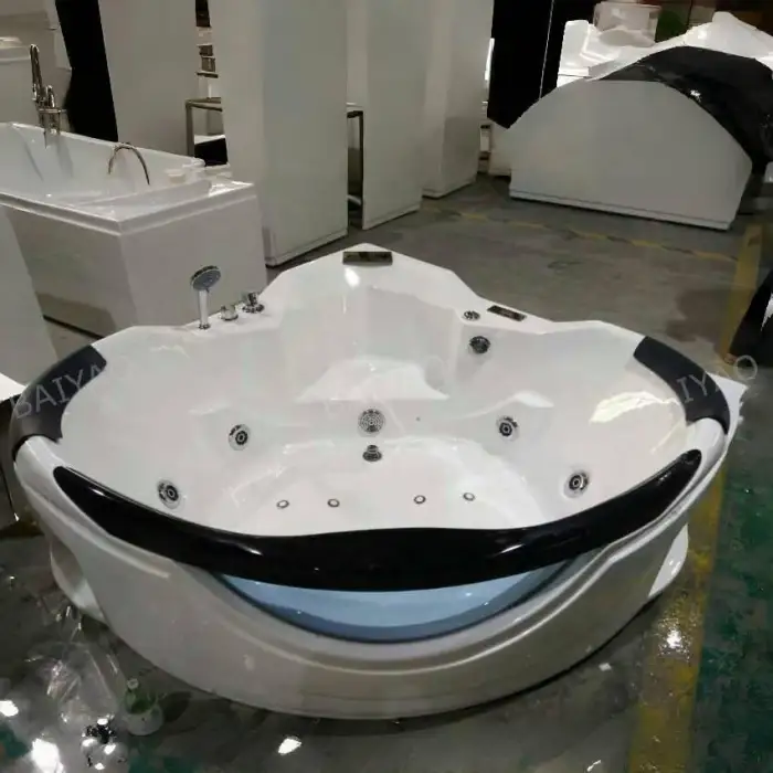 Corner Spa Jaccuzie Indoor 1.55X1.55M Whirlpools Bathtubs 2 Person Interior Masaje With Tempered Glass