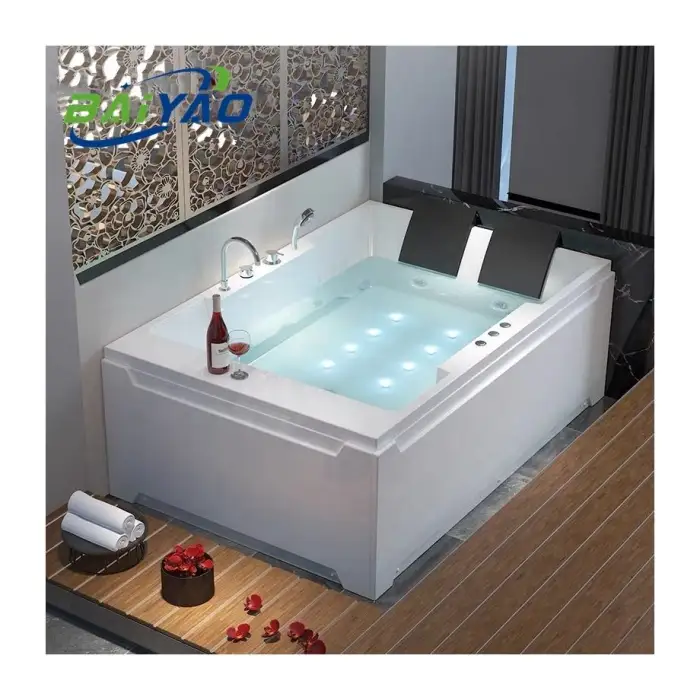 Custom Modern Square Massage Bathtub White Acrylic Freestanding Whirlpool Walk in Tub Shower Combo Hot Tub