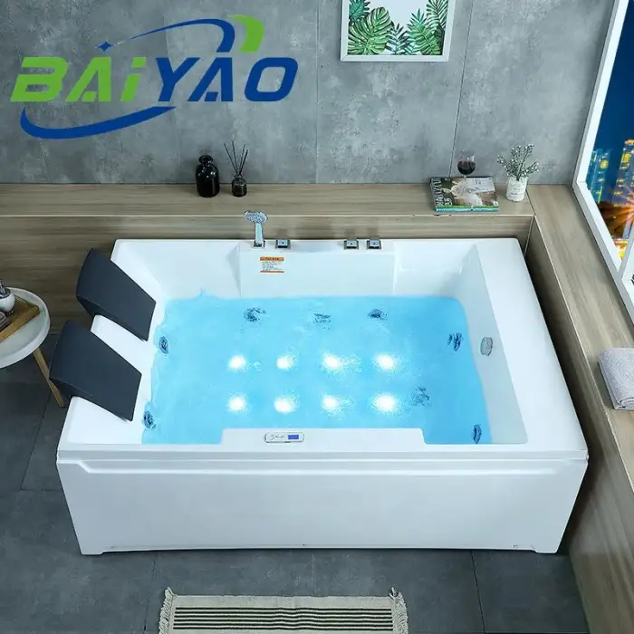 Custom Modern Square Massage Bathtub White Acrylic Freestanding Whirlpool Walk in Tub Shower Combo Hot Tub