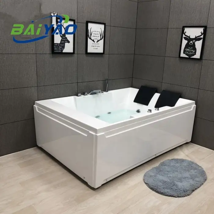 Custom Modern Square Massage Bathtub White Acrylic Freestanding Whirlpool Walk in Tub Shower Combo Hot Tub