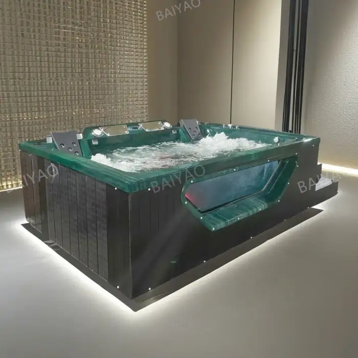 Premium Acrylic Hot Tub 5 Persons Outdoor Jaccuzzi with Massage System & LED Lighting Acrylic Hot Tub