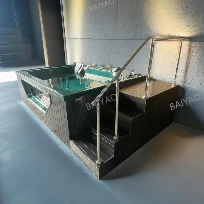 Premium Acrylic Hot Tub 5 Persons Outdoor Jaccuzzi with Massage System & LED Lighting Acrylic Hot Tub