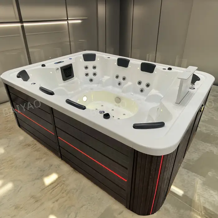 8-Person Villa Hot Tub Smart Control, Acrylic Build, and Therapeutic Massage Jets for Outdoor Comfort