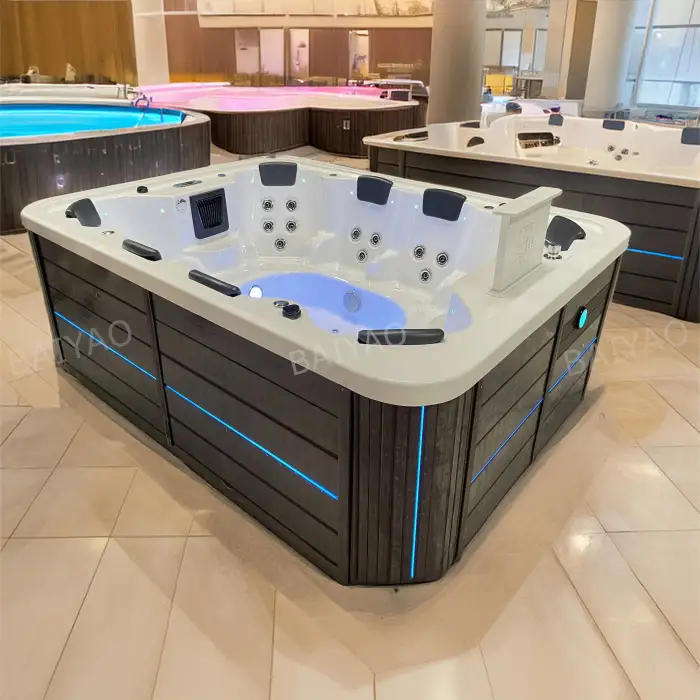 8-Person Villa Hot Tub Smart Control, Acrylic Build, and Therapeutic Massage Jets for Outdoor Comfort