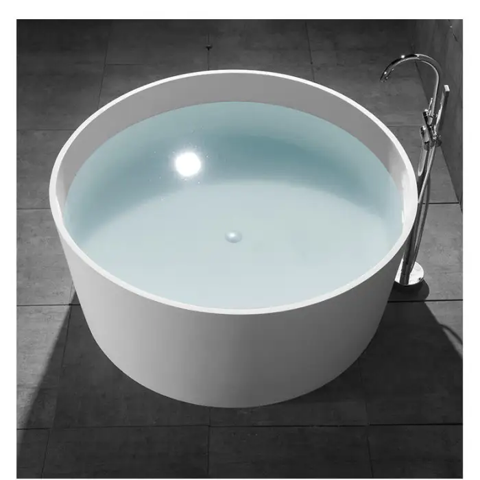 Black Carrara Color Two Person Round Resin Stone Bathtub Free Standing Bath Tub Solid Surface Acrylic Bath Tub