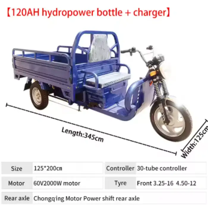 Electric Cargo Tricycle 2000w Motor Large Capacity and Heavy Load Water Battery Tricycles 3 Wheel Electric Mobility Scooter