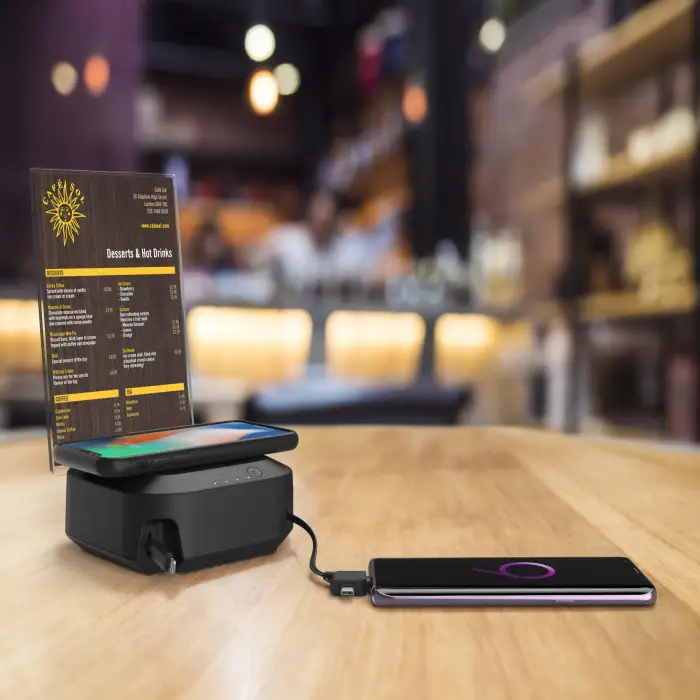 HAT-TRICK Portable Charger Wireless Charging Hub Universal Wireless Charging Station for Restaurants, Bars Table & Hotel Rooms