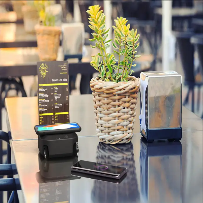 HAT-TRICK Portable Charger Wireless Charging Hub Universal Wireless Charging Station for Restaurants, Bars Table & Hotel Rooms