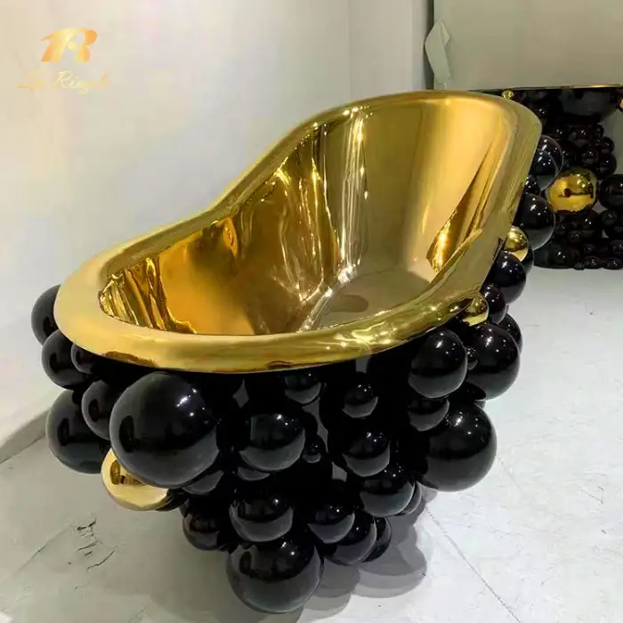 Designer Bathtub Mobile Home Dubai Morocco Bathtub Luxury Polished Metal Oval Black Gold Stainless Steel Free Standing Bathtubs