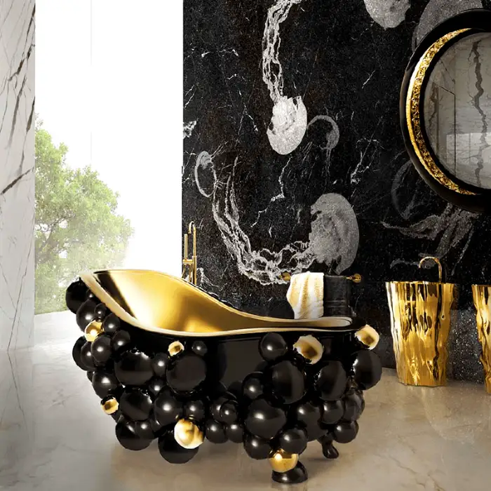 Designer Bathtub Mobile Home Dubai Morocco Bathtub Luxury Polished Metal Oval Black Gold Stainless Steel Free Standing Bathtubs