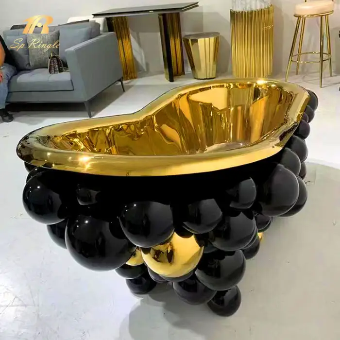 Designer Bathtub Mobile Home Dubai Morocco Bathtub Luxury Polished Metal Oval Black Gold Stainless Steel Free Standing Bathtubs