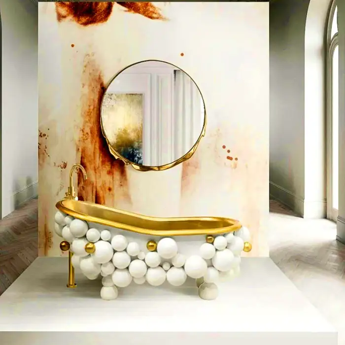 Designer Bathtub Mobile Home Dubai Morocco Bathtub Luxury Polished Metal Oval Black Gold Stainless Steel Free Standing Bathtubs