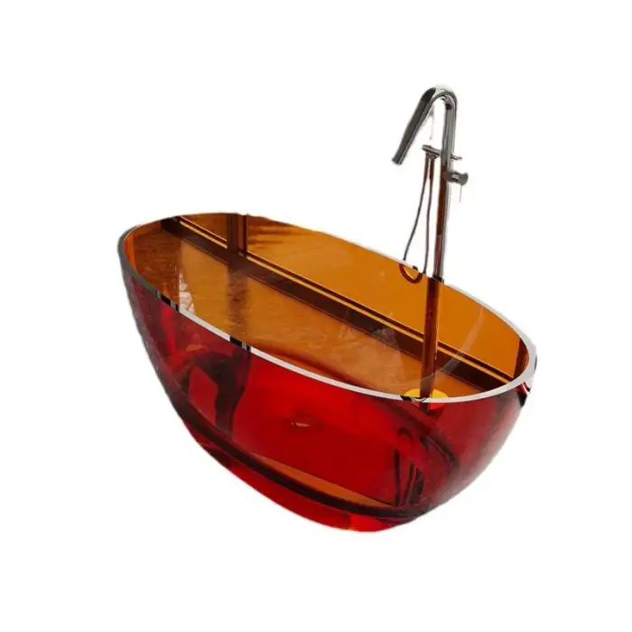 Colorful Hotel Bathroom Freestanding Resin Bath Tub Transparent Bathtub Resin clear Bathtub