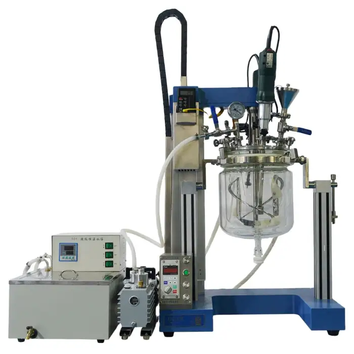 0-50L Laboratory Chemical Jacketed Double Layer High Shear Glass Stirred Tank Reactor Homogenizer Emulsifying Mixing Machine