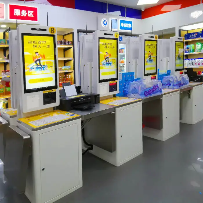 24 Inch Touch Screen Supermarket / Shopping Mall Self Service Checkout Kiosk Machine with Payment Function