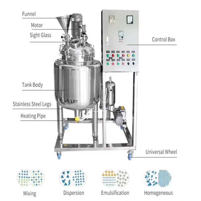 100 Liter Vacuum Inline Electric Heater Emulsifier Equipment