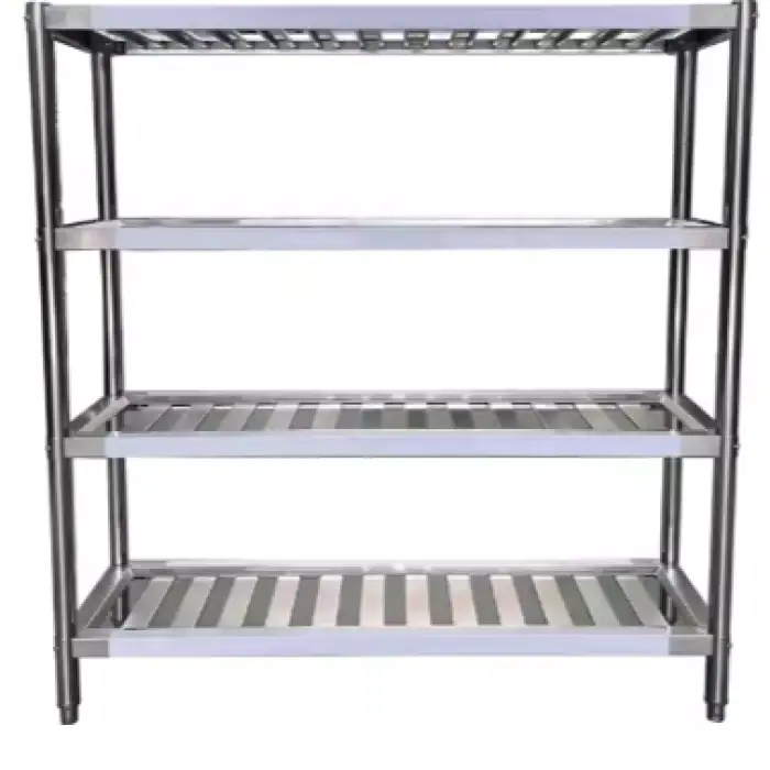 Stainless Steel Commercial Shelf 4-Tier Shelf Rack Display and Storage for Vegetable Display