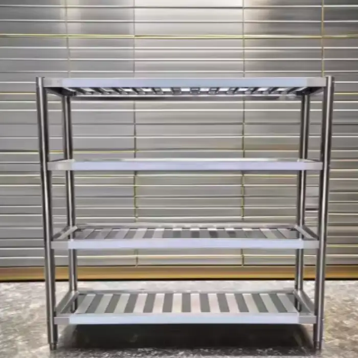 Stainless Steel Commercial Shelf 4-Tier Shelf Rack Display and Storage for Vegetable Display